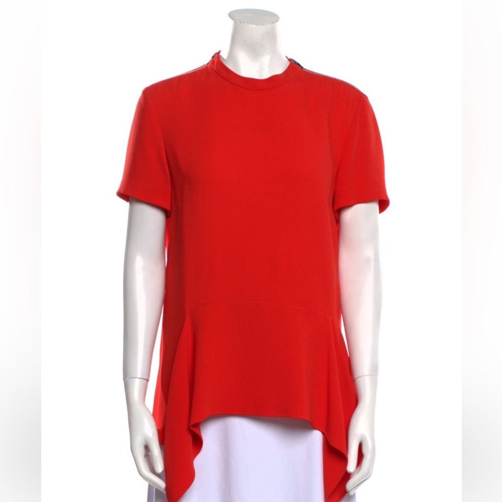 Stella McCartney Red Asymmetrical Short Sleeve Top